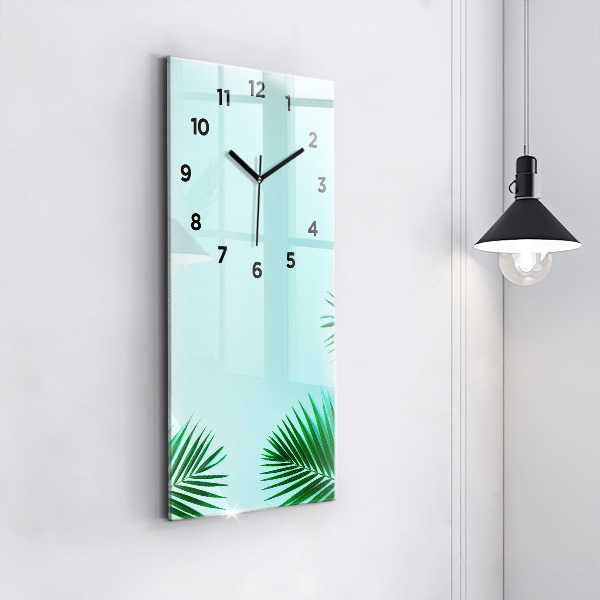 Modern vertical wall clock Green palm trees