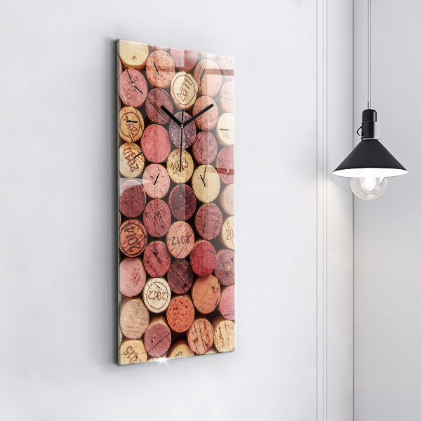 Modern vertical wall clock Wine corks