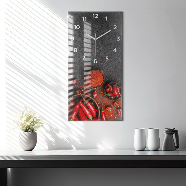 Modern vertical wall clock Red peppers
