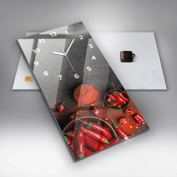 Modern vertical wall clock Red peppers