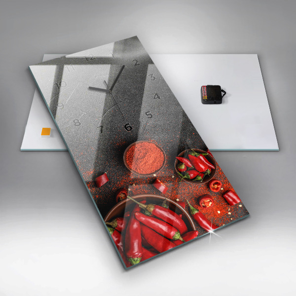 Modern vertical wall clock Red peppers