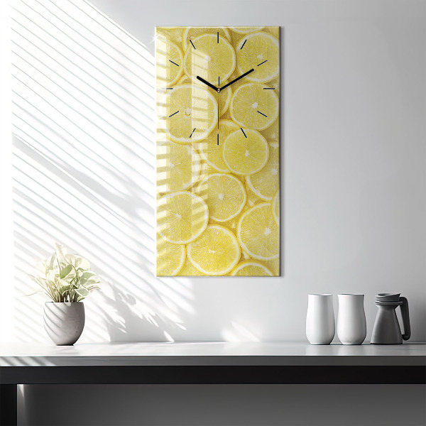 Modern vertical wall clock Lemon slices