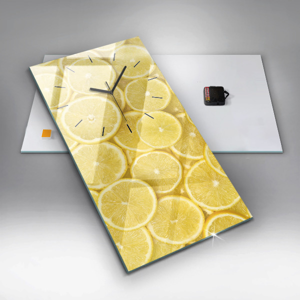 Modern vertical wall clock Lemon slices