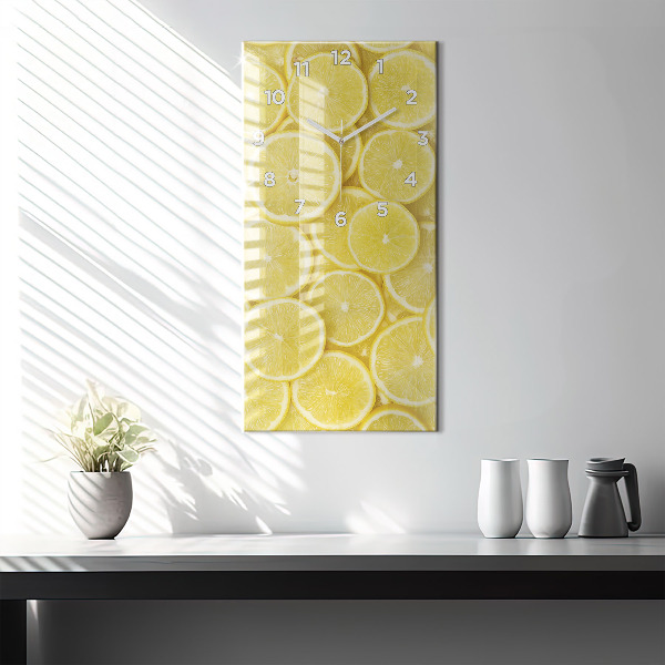 Modern vertical wall clock Lemon slices