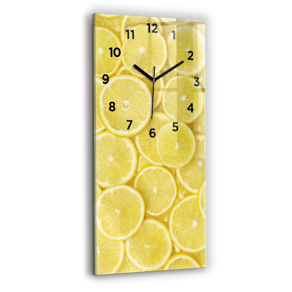 Modern vertical wall clock Lemon slices