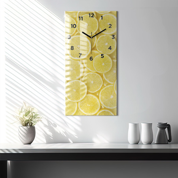 Modern vertical wall clock Lemon slices