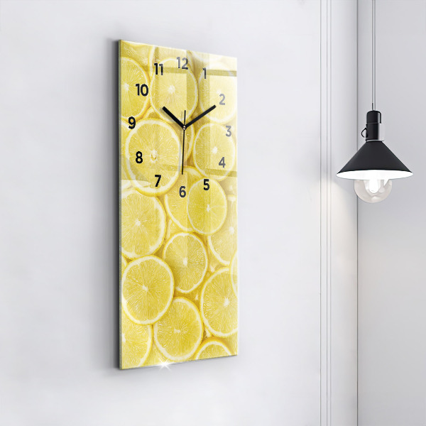 Modern vertical wall clock Lemon slices