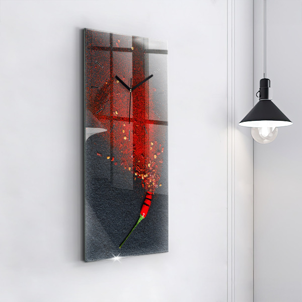 Modern vertical wall clock Red pepper seasoning