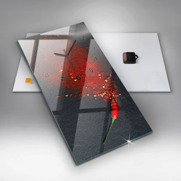 Modern vertical wall clock Red pepper seasoning