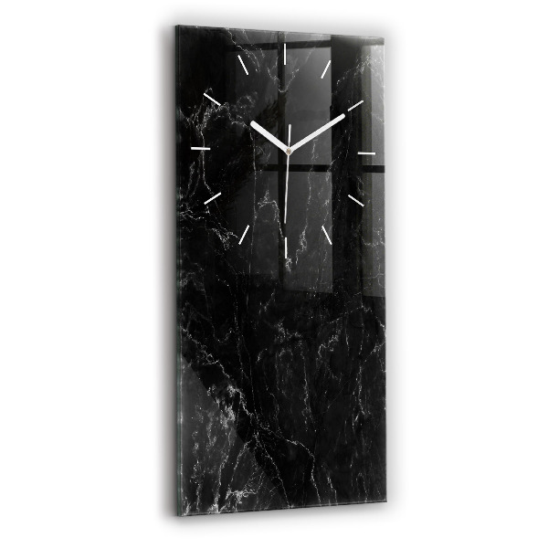 Modern vertical wall clock Black marble