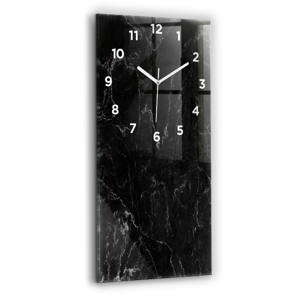 Modern vertical wall clock Black marble