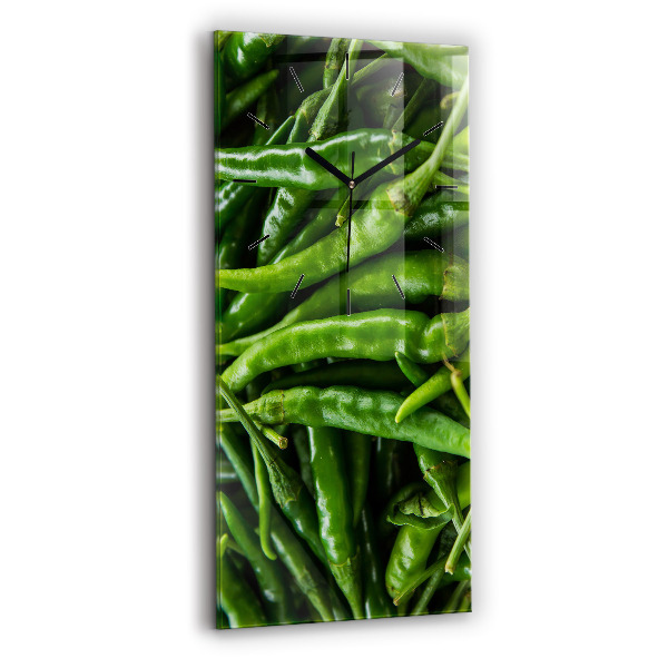 Modern vertical wall clock Green pepper