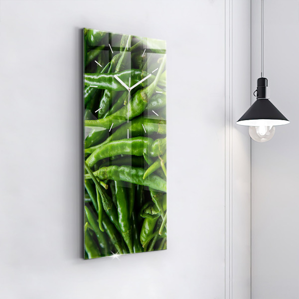 Modern vertical wall clock Green pepper