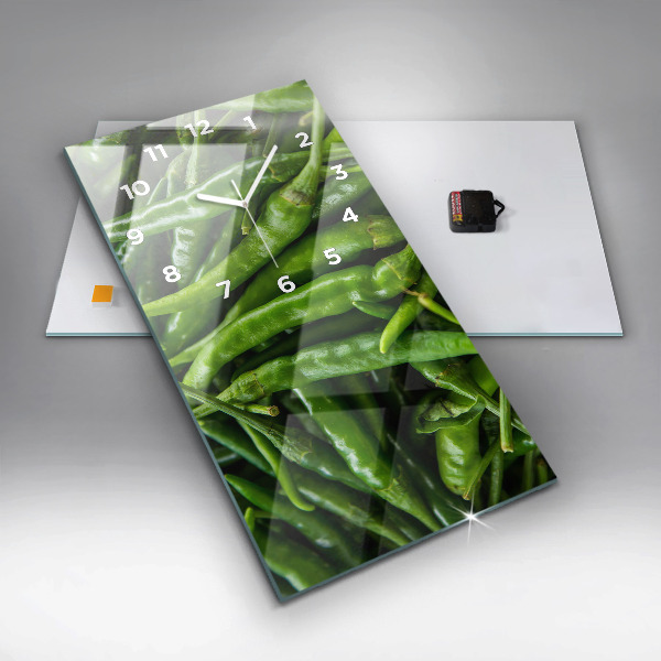 Modern vertical wall clock Green pepper