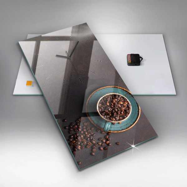 Modern vertical wall clock A cup of coffee
