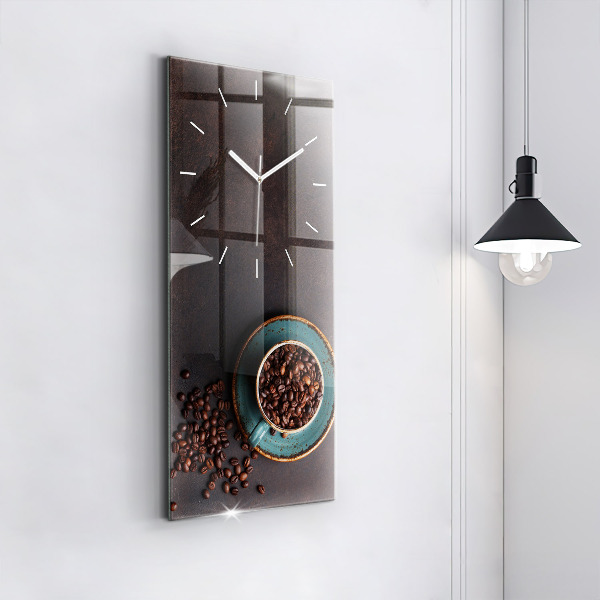 Modern vertical wall clock A cup of coffee