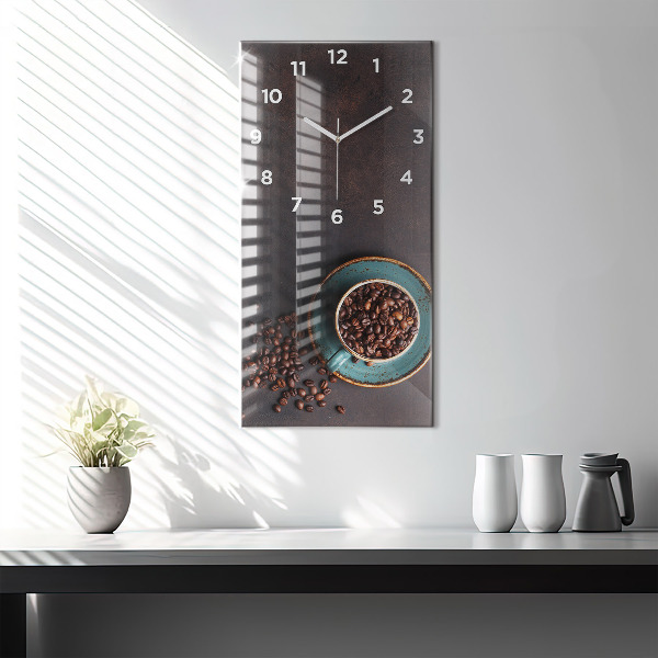 Modern vertical wall clock A cup of coffee