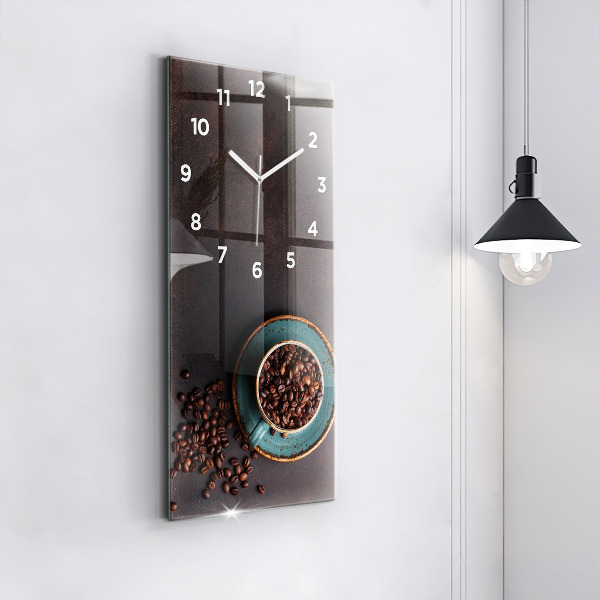 Modern vertical wall clock A cup of coffee