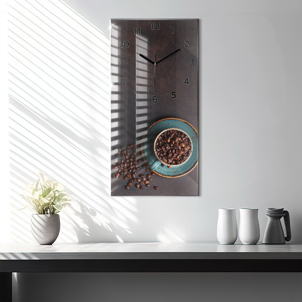 Modern vertical wall clock A cup of coffee