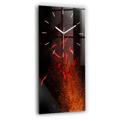 Modern vertical wall clock Chili peppers
