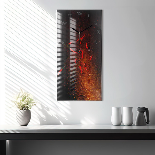 Modern vertical wall clock Chili peppers