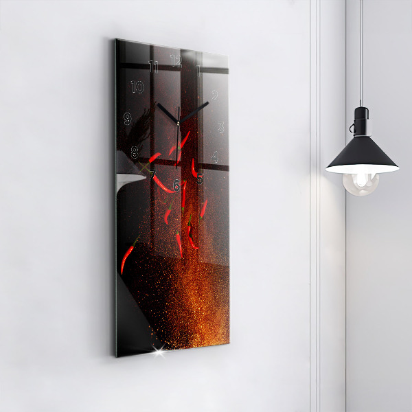Modern vertical wall clock Chili peppers