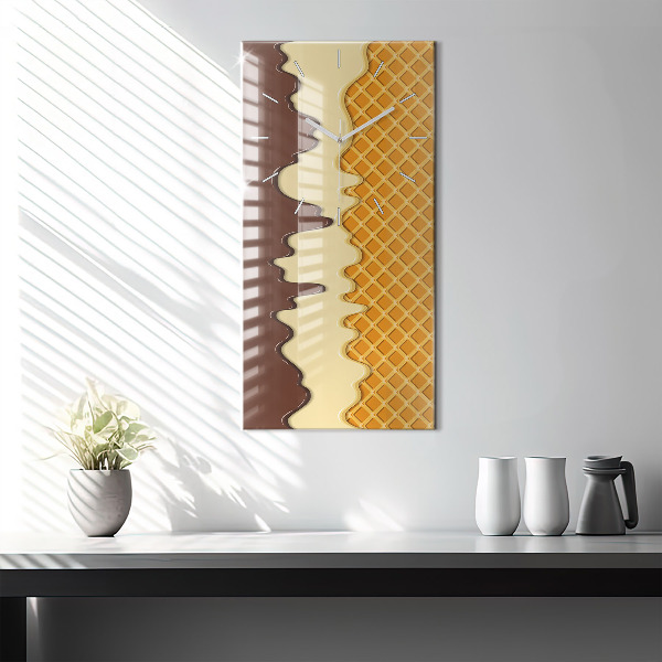 Modern vertical wall clock Waffle and ice cream