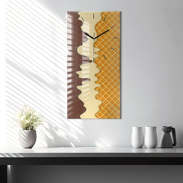 Modern vertical wall clock Waffle and ice cream