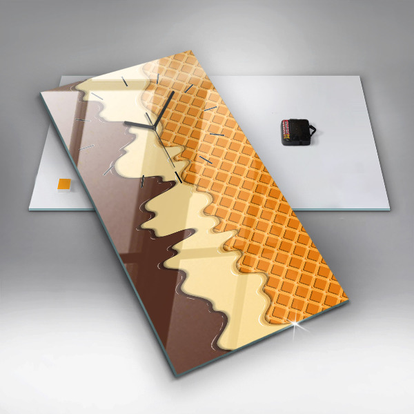 Modern vertical wall clock Waffle and ice cream