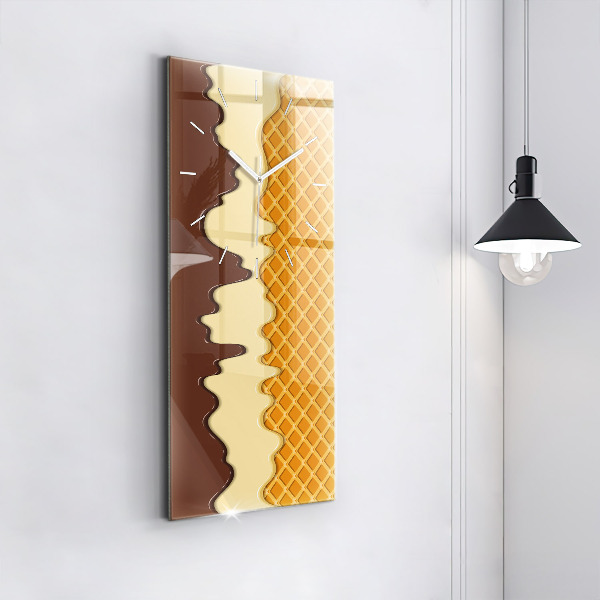 Modern vertical wall clock Waffle and ice cream