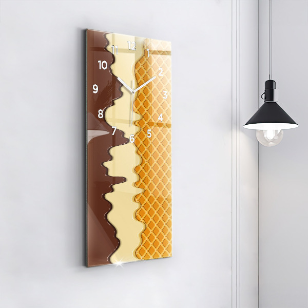 Modern vertical wall clock Waffle and ice cream
