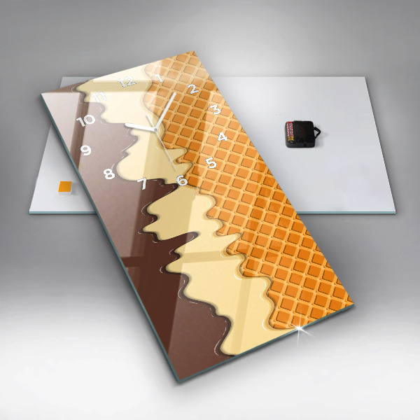 Modern vertical wall clock Waffle and ice cream