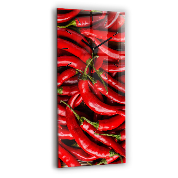 Modern vertical wall clock Hot peppers