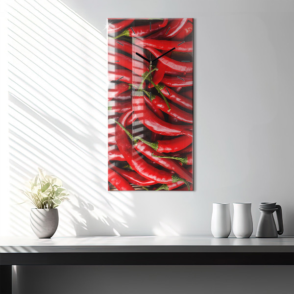 Modern vertical wall clock Hot peppers