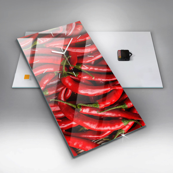 Modern vertical wall clock Hot peppers