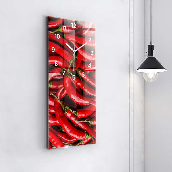 Modern vertical wall clock Hot peppers