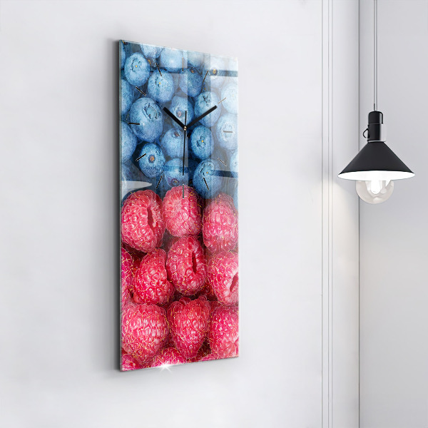 Modern vertical wall clock Blueberries and raspberries
