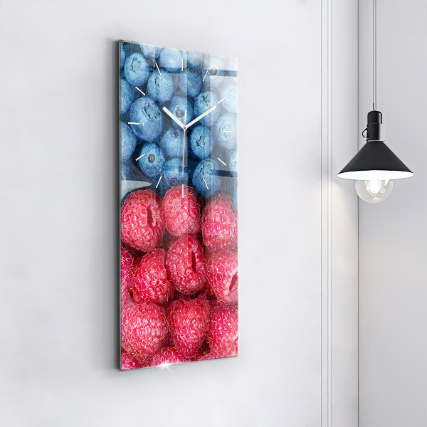 Modern vertical wall clock Blueberries and raspberries