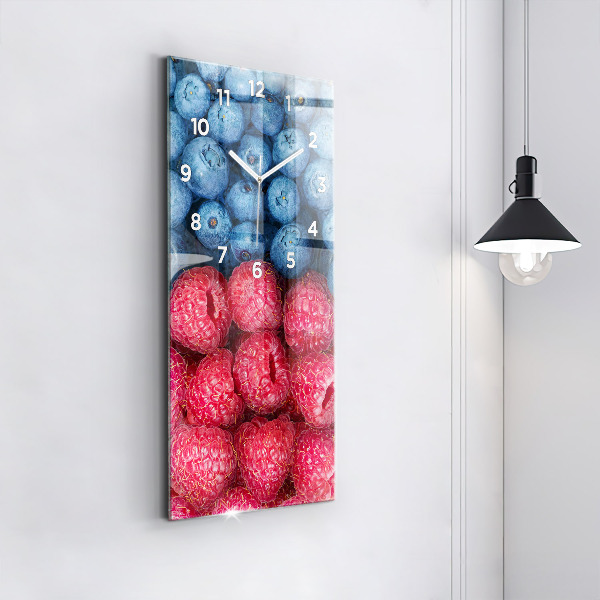 Modern vertical wall clock Blueberries and raspberries