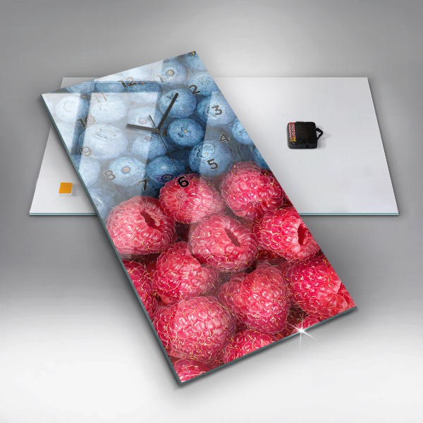 Modern vertical wall clock Blueberries and raspberries