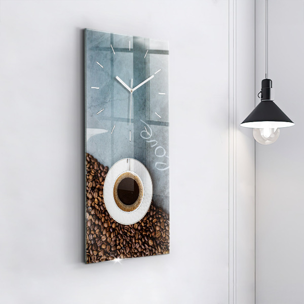 Modern vertical wall clock A cup of coffee