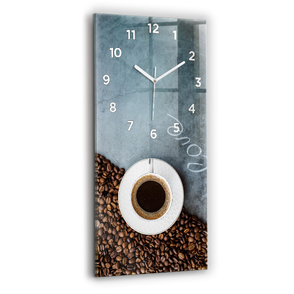 Modern vertical wall clock A cup of coffee