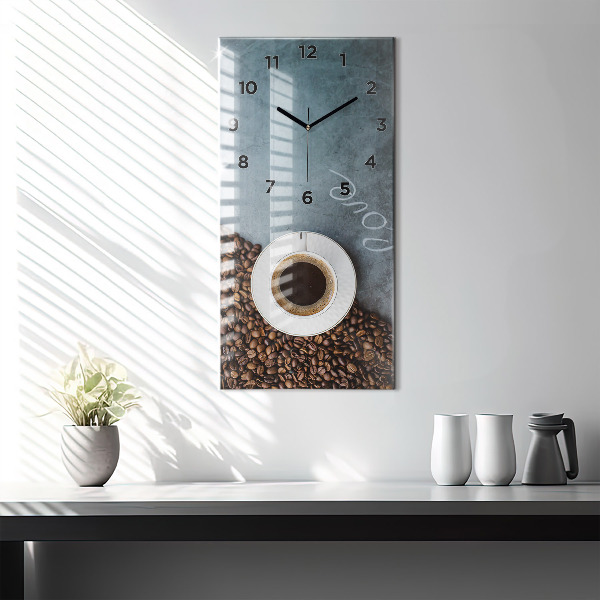 Modern vertical wall clock A cup of coffee