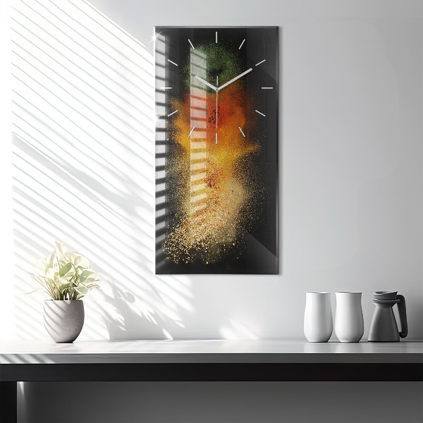 Modern vertical wall clock Spices scattered