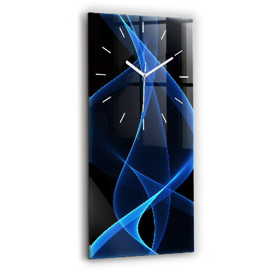 Modern vertical wall clock Blue lines