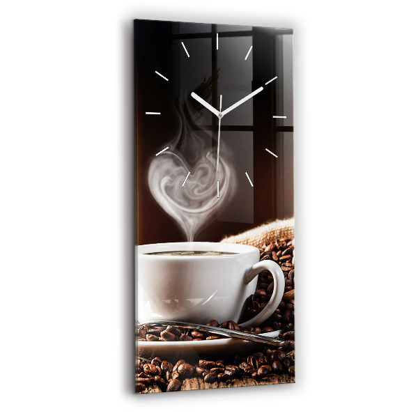 Modern vertical wall clock A cup of coffee