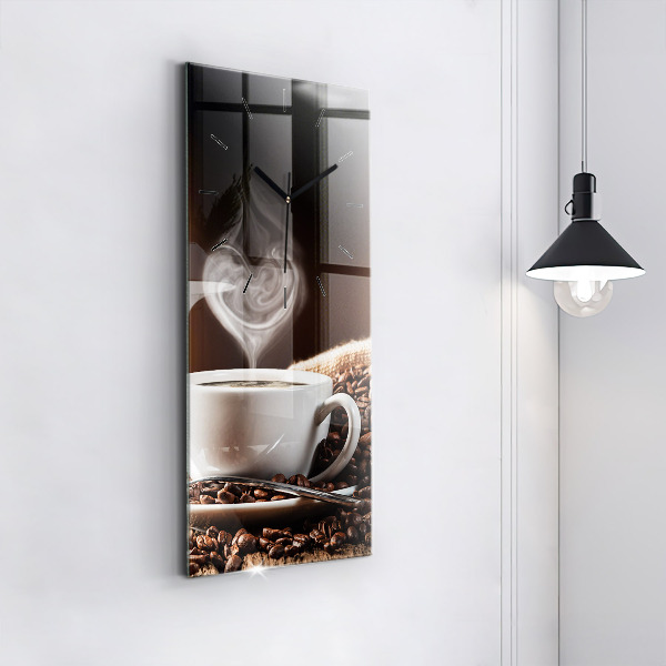 Modern vertical wall clock A cup of coffee