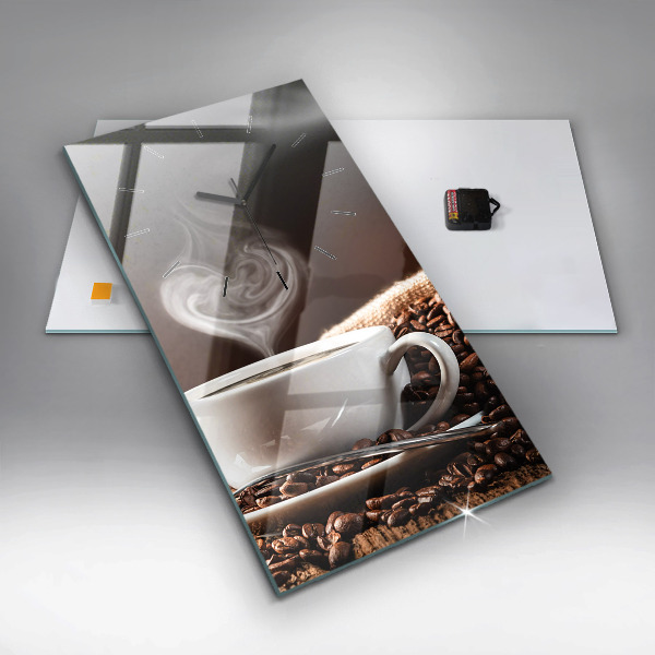 Modern vertical wall clock A cup of coffee