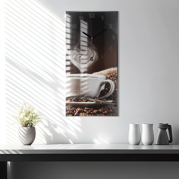 Modern vertical wall clock A cup of coffee