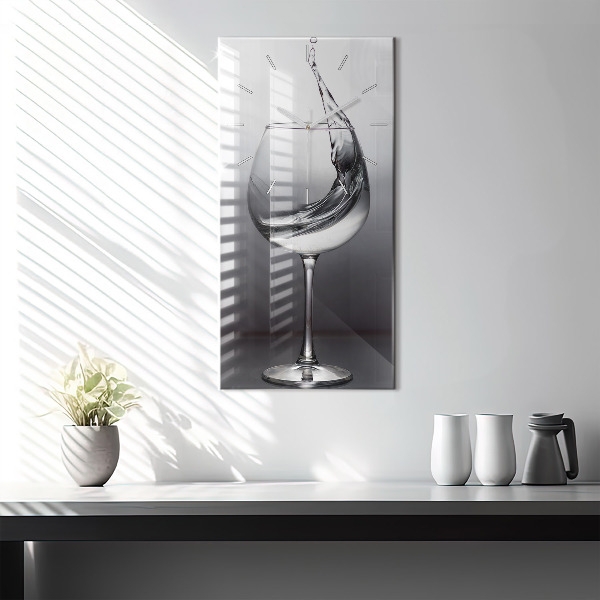 Modern vertical wall clock Glass of wine